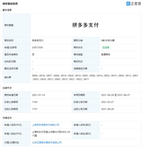 拼多多成功注册拼多多支付商标，开启科技与支付新篇章